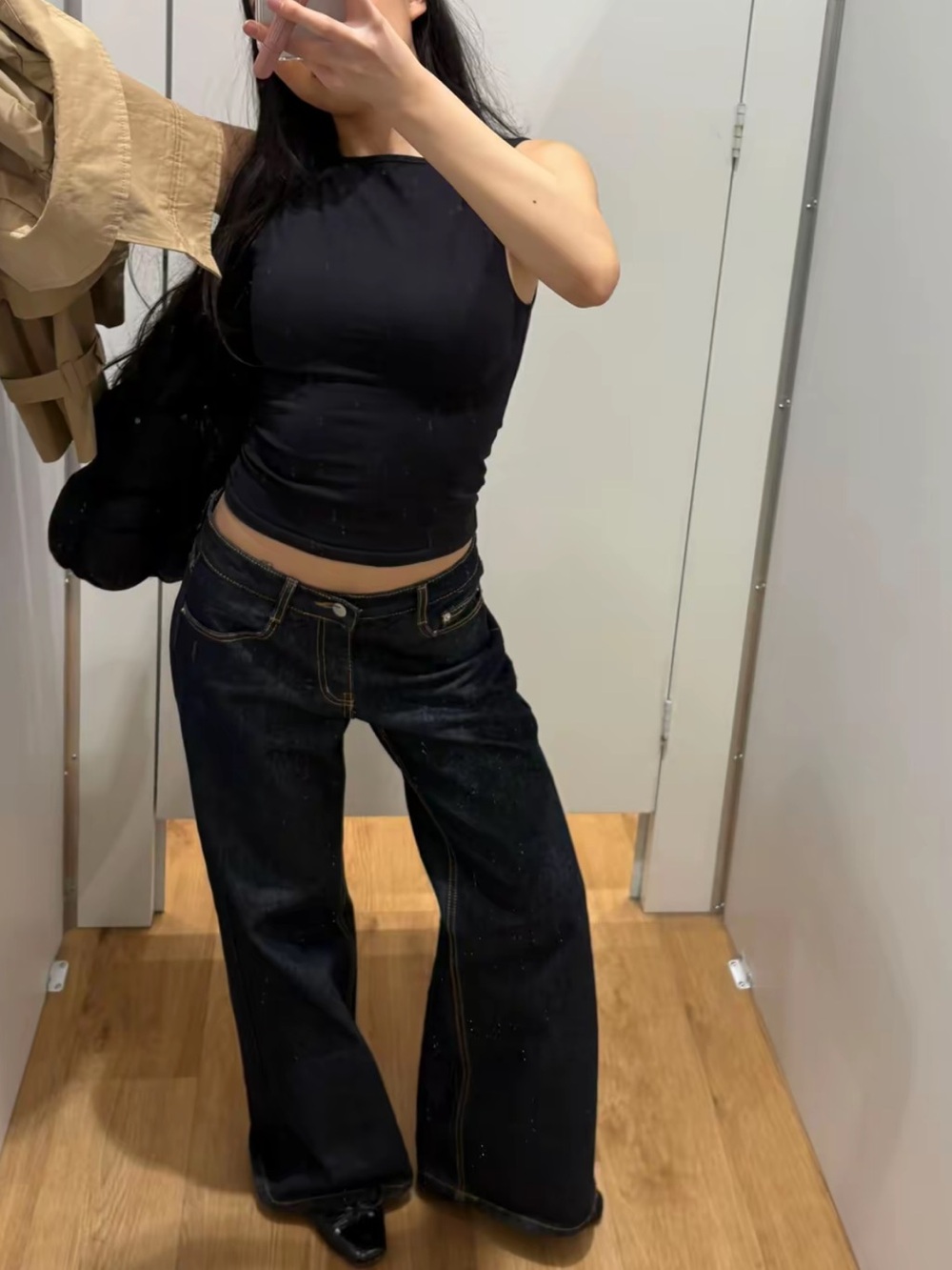 Raw indigo denim baggy jeans